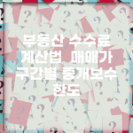 부동산 수수료 계산법 | 매매가 구간별 중개보수 한도