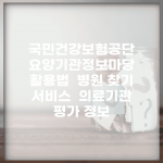 국민건강보험공단 요양기관정보마당 활용법 | 병원 찾기 서비스 | 의료기관 평가 정보