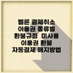멜론 결제취소 이용권 종류별 환불규정 | 미사용 이용권 환불 | 자동결제 해지방법
