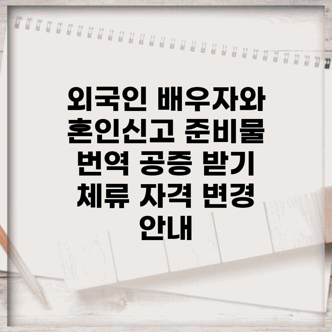 외국인 배우자와 혼인신고 준비물 | 번역 공증 받기 | 체류 자격 변경 안내