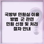 국방부 민원실 이용 방법 | 군 관련 민원 신청 및 처리 절차 안내