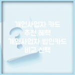 개인사업자 카드 추천 혜택 | 개인사업자 법인카드 비교 선택