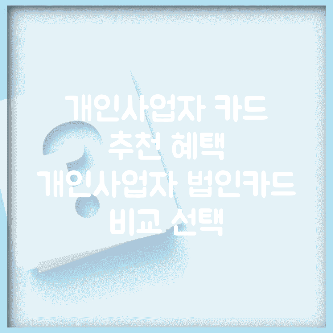 개인사업자 카드 추천 혜택 | 개인사업자 법인카드 비교 선택