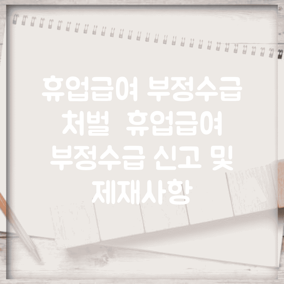 휴업급여 부정수급 처벌 | 휴업급여 부정수급 신고 및 제재사항