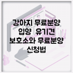강아지 무료분양 입양 | 유기견 보호소와 무료분양 신청법