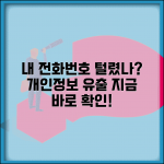 전화번호 털렸는지 확인 | 개인정보 유출 전화번호 체크