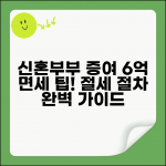 신혼부부 증여세 면제 한도 | 부모 증여 6억원 면제 | 증여세 절약 방법 | 증여 시기 및 절차