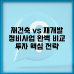 재건축 재개발 차이 비교 | 정비사업 유형별 특징과 투자 전략