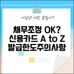 채무조정 신용카드 사용가능 여부 | 이용제한 | 해지절차 | 신규발급 | 한도관리 | 주의사항