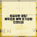 채무조정 성실상환자 혜택 | 조기상환 프로그램 | 성실상환 인센티브