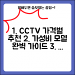 CCTV 가격 예산별 추천 모델과 가성비 구매 가이드