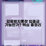 압류방지통장 입출금 가능 여부 완벽 가이드