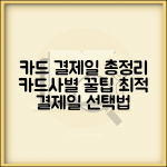 카드결제일 카드사별 총정리 | 결제일별 이용기간과 최적 선택법 | 꿀팁 비교