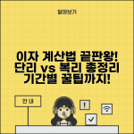 이자계산법 단리와 복리 | 기간별 이자 정확히 계산하는 방법과 팁