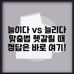 늘이다 늘리다 차이 | 맞춤법 구분과 올바른 사용법 총정리 늘이다 늘리다 차이 | 맞춤법 구분과 올바른 사용법 총정리
