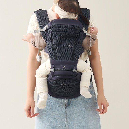 아이엔젤 올인원 닥터다이얼 폴드 에어 힙시트 아기띠, 네이비 상세 이미지 1