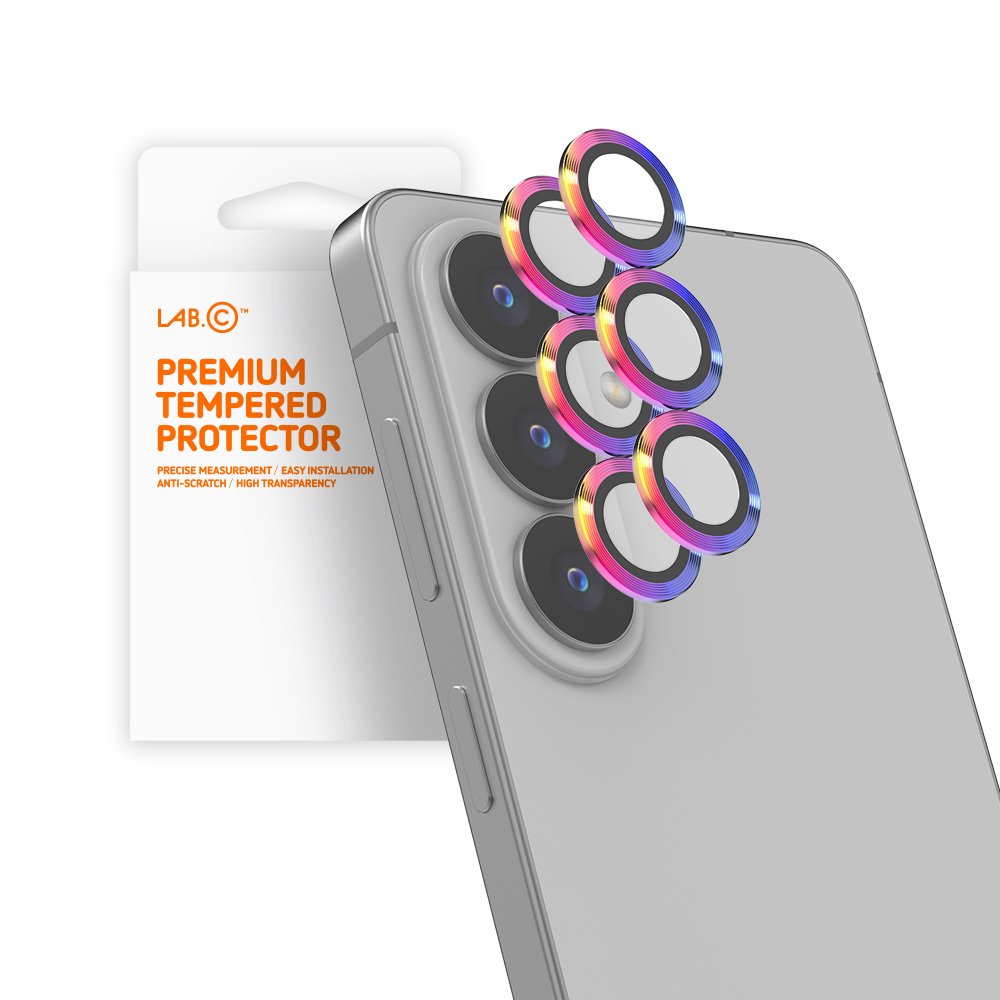 랩씨 카메라 렌즈 보호 강화유리 필름 빛번짐 방지 메탈링 홀로그램 갤럭시 S26, 2매입 상세 이미지 1