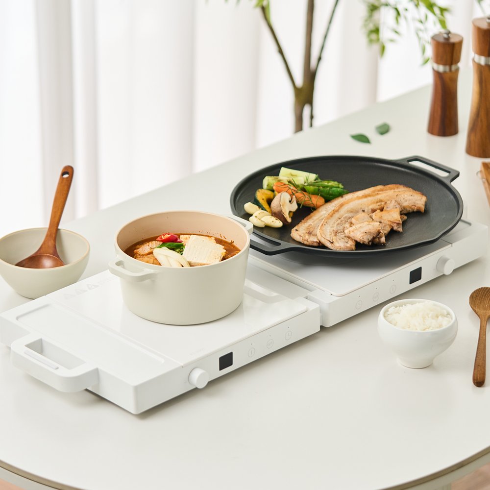 플립 인덕션 2구 접이식 공간절약 미니 가정용 무설치 휴대용 전기렌지 상세 이미지 1