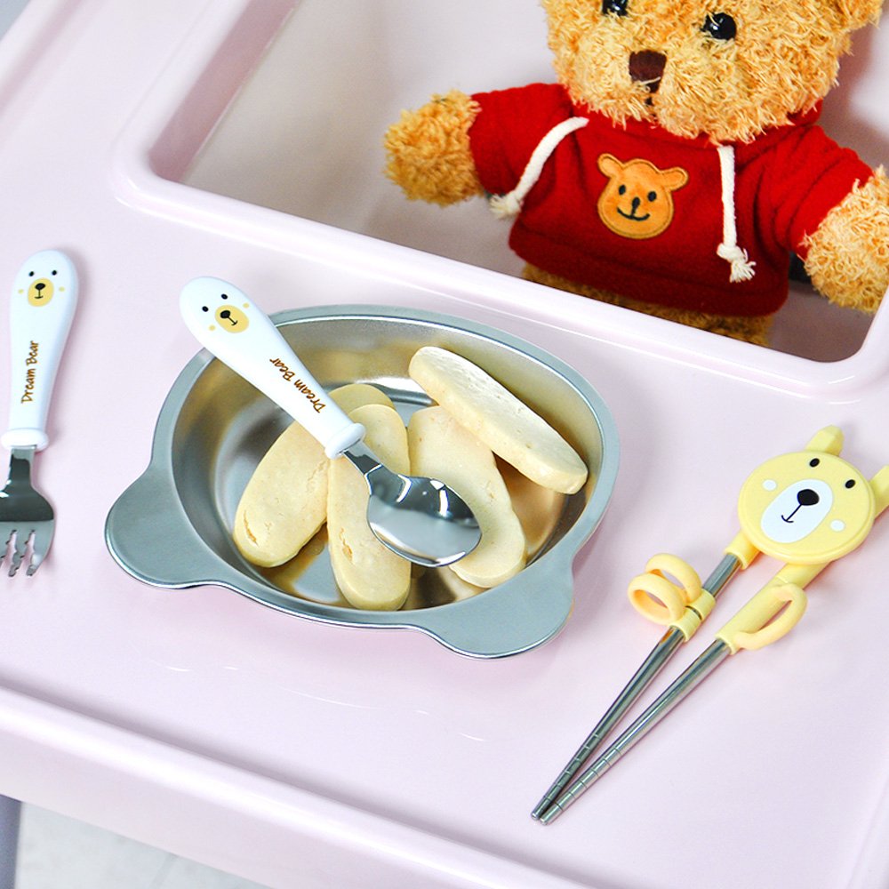 스텐 유아 식기 어린이집 유치원 나눔식판 아기 캐릭터 간식 그릇 베어 스텐 2구 접시 상세 이미지 2