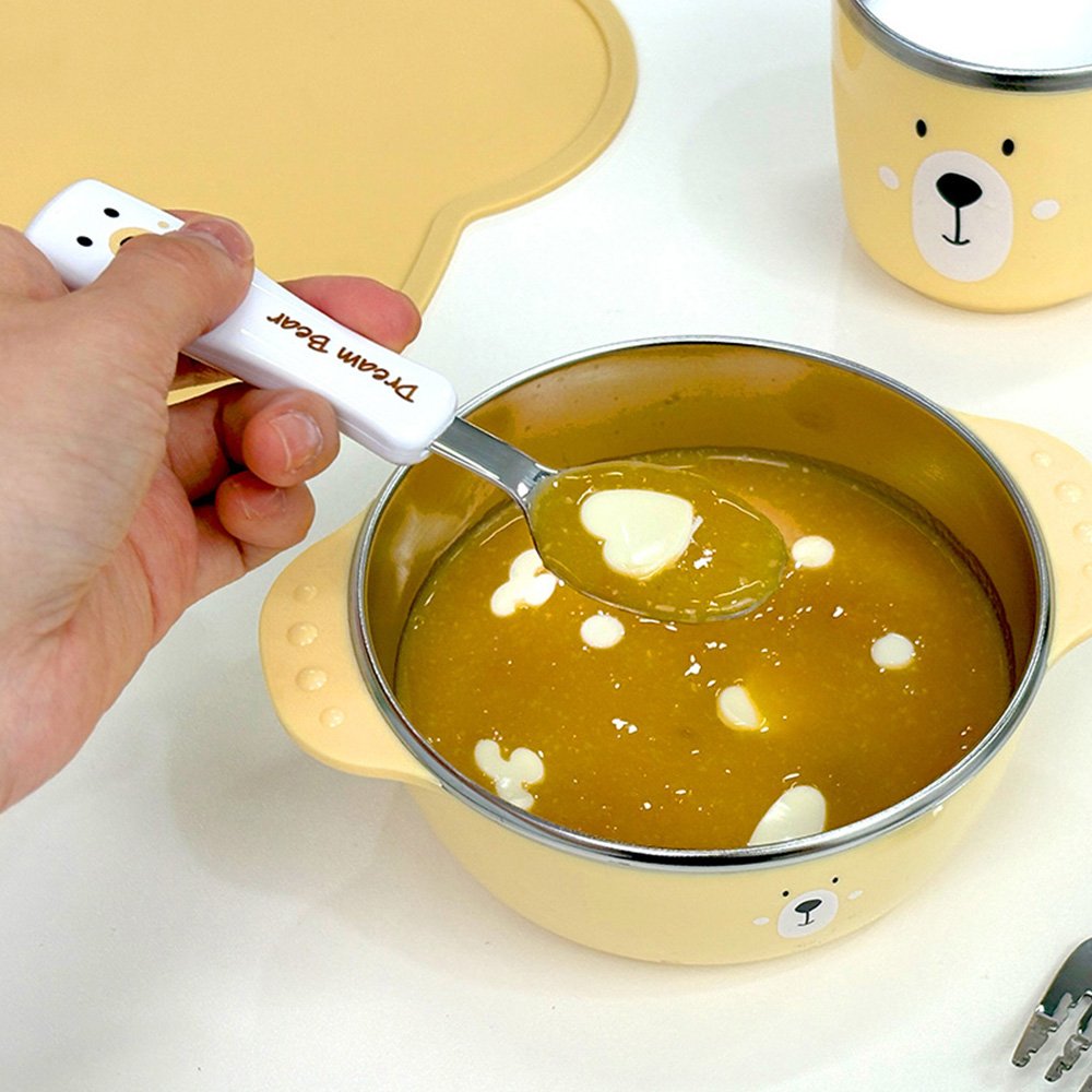 스텐 유아 식기 어린이집 유치원 나눔식판 아기 캐릭터 간식 그릇 베어 스텐 2구 접시 상세 이미지 2