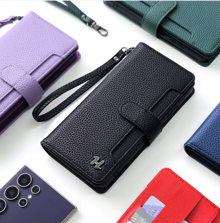 힙 가죽 지갑 다이어리 카드 수납 케이스 카키, 갤럭시Z 플립4 상세 이미지 1