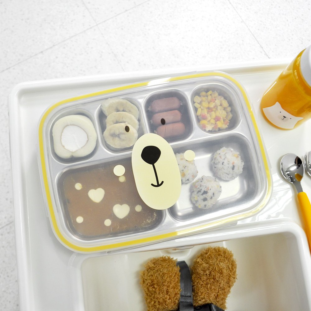 스텐 유아 식기 어린이집 유치원 나눔식판 아기 캐릭터 간식 그릇 베어 스텐 2구 접시 상세 이미지 1