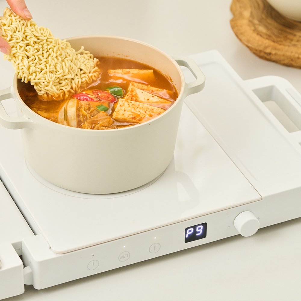 플립 인덕션 2구 접이식 공간절약 미니 가정용 무설치 휴대용 전기렌지 상세 이미지 2