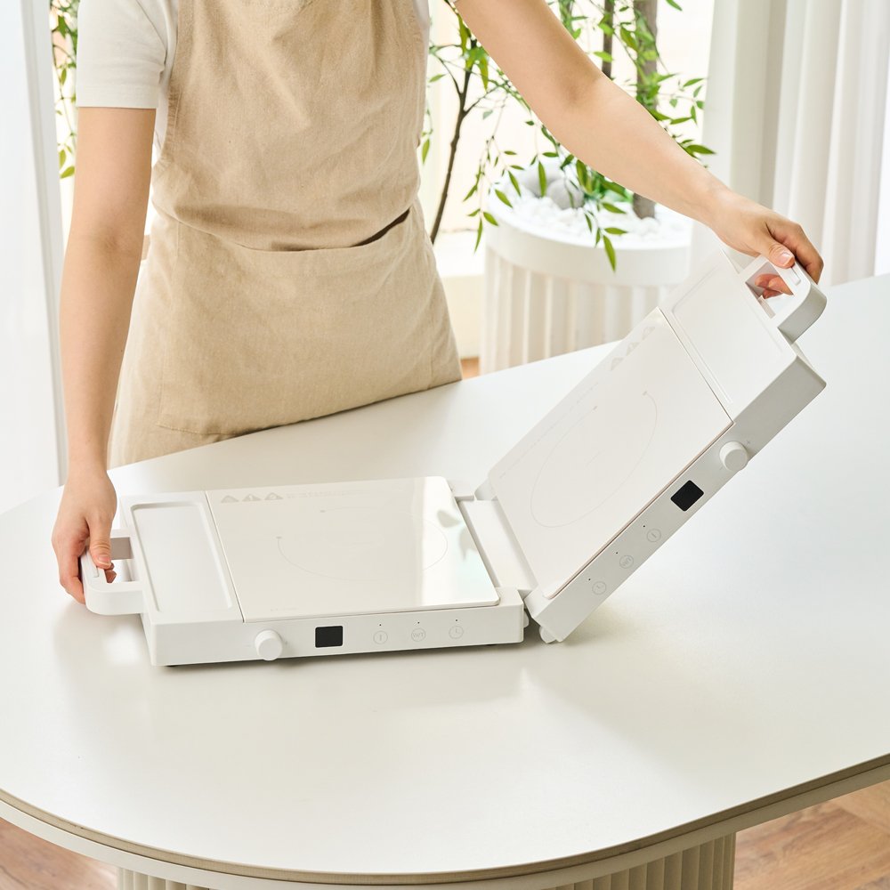 플립 인덕션 2구 접이식 공간절약 미니 가정용 무설치 휴대용 전기렌지 상세 이미지 1