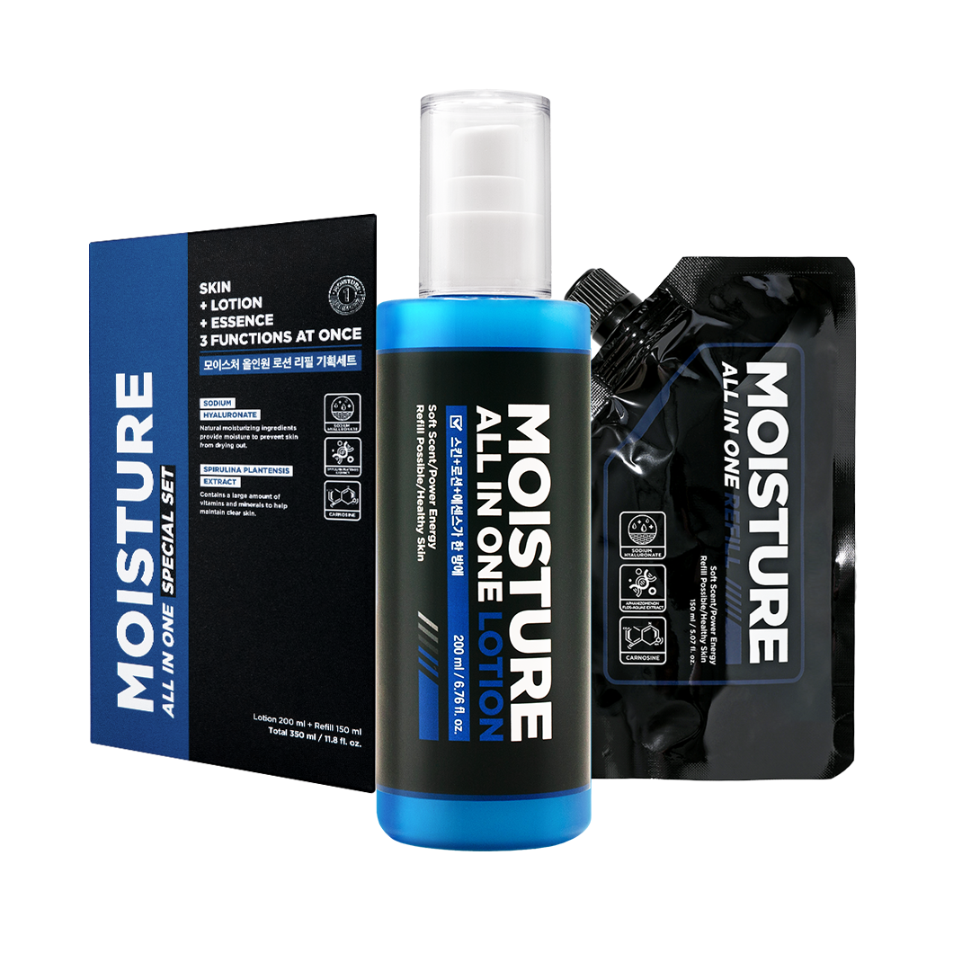 미프 비타맥스 남자 올인원 로션 스킨 남성 옴므 화장품 본품 200ml+리필 150ml + 올인원 파워 립 엔진 발색립밤 상세 이미지 2